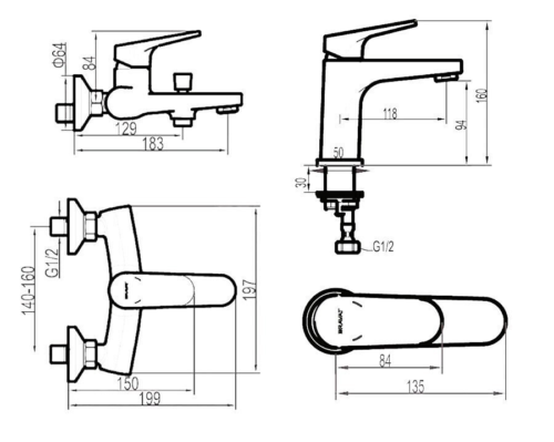 Набор смесителей для ванны Bravat Eler (F191238CP-SET) - 1