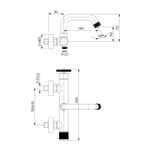 Смеситель для ванны графит IDDIS Grange (GRAGMR2i02) - 1