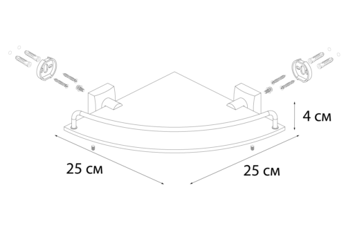 Полка FIXSEN Kvadro стеклянная угловая (FX-61303A) - 1