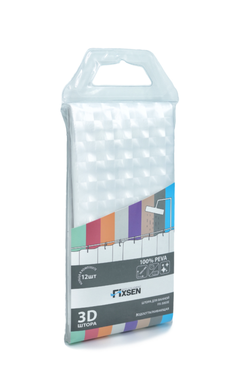 Шторка для ванной FIXSEN прозрачная (FX-3003E) - 1