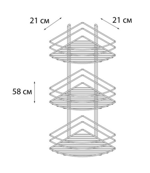 Полка угловая трехэтажная хром (GR-820-3) - 1
