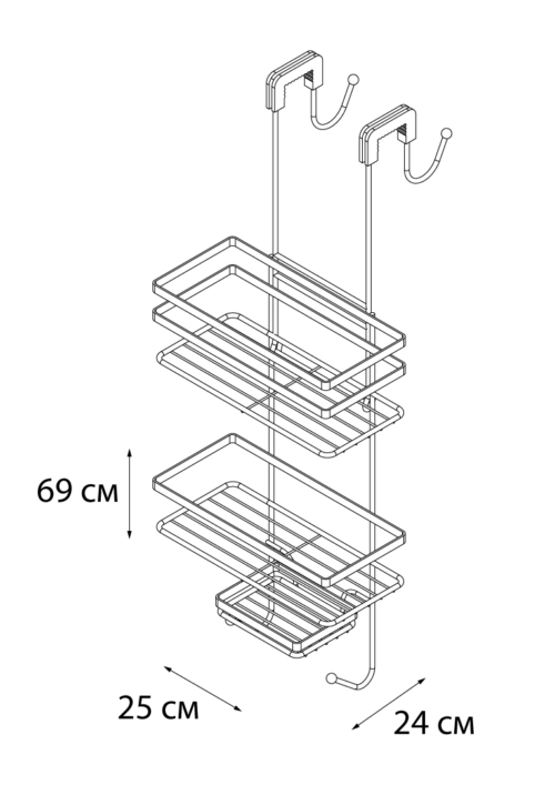 Полка FIXSEN прямоугольная двухэтажная хром (FX-871) - 1